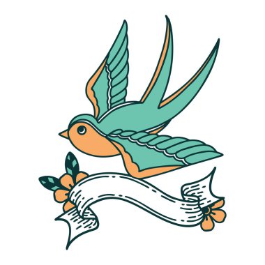 Kırlangıç sancağıyla geleneksel dövme