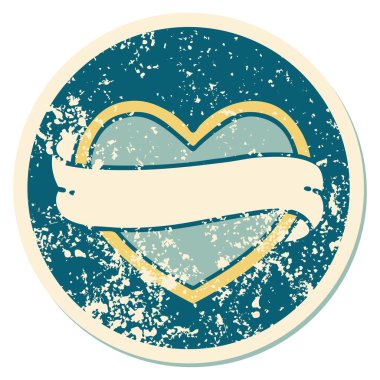 ikonik sıkıntılı çıkartma dövme stili bir kalp ve bayrak