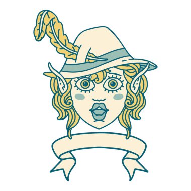 Retro Dövme Biçimi Elf karakter yüzü