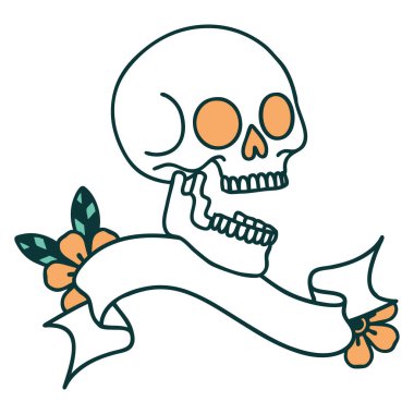 Kafatası dövmeli geleneksel dövme