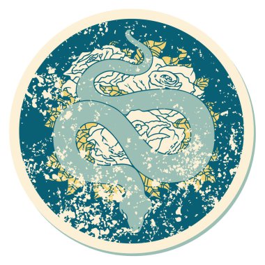 Yılan ve güllerin sembolik dövmesi.