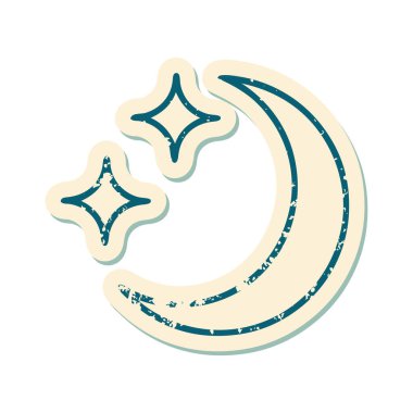 Ay ve yıldızların sembolik depresif dövme stili