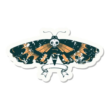 Üzerinde ölüm kelebeği bayrağı olan eski bir çıkartma.