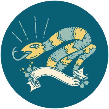 Dövme stili tıslayan yılanın simgesi