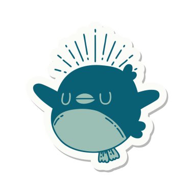 Dövme stili kanat çırpan robin çıkartması