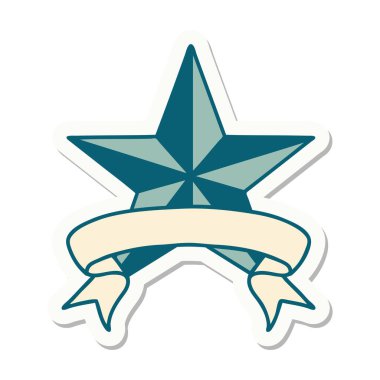 dövme stili etiketi bir yıldızın sancağı ile