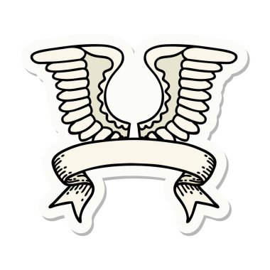 dövme stili etiketi bir kanat sancağı ile