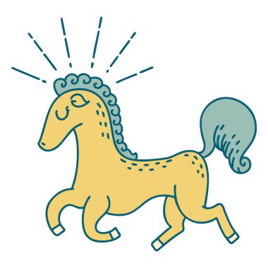 Geleneksel dövme stili hoplayıp zıplayan bir aygır.