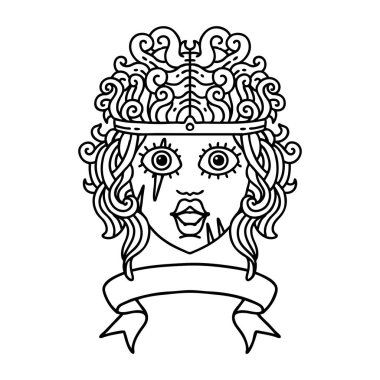 Siyah ve Beyaz Dövme Çizim Biçimi Sancaklı Barbar Karakter