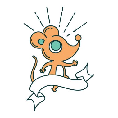 Dövme tarzı fare karakterli kaydırma pankartı