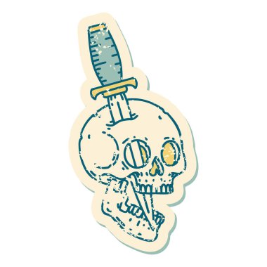 Bir kafatasının sembolik depresif dövme görüntüsü