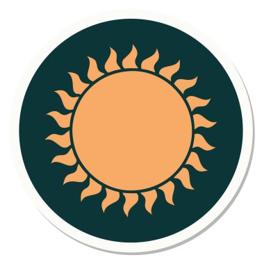 Dövme çıkartması geleneksel güneş stilinde.