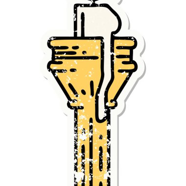 Geleneksel bir şamdan stili, sıkıntılı etiket dövmesi