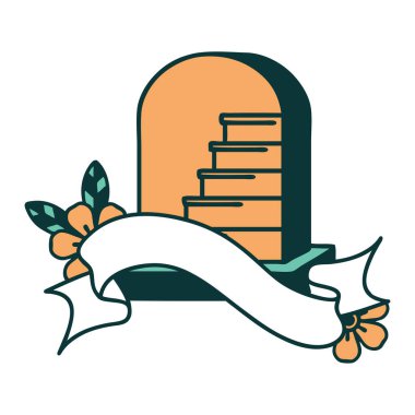 Mezar taşının bayrağıyla geleneksel dövme