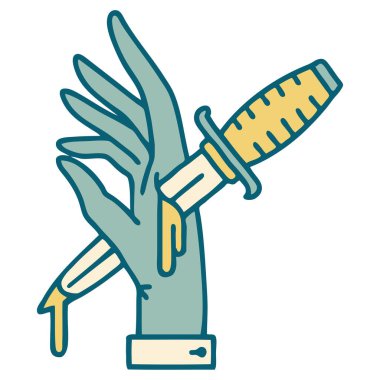 Elinde hançer resmi olan ikonik dövme.