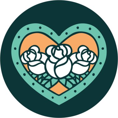 Bir kalp ve çiçeğin ikonik dövme görüntüsü