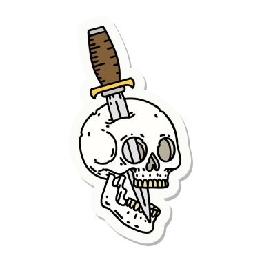 Geleneksel bir kafatası stili dövme çıkartması