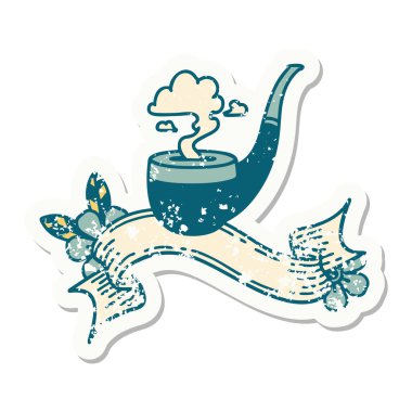 Sigara içen piposu olan eski bir etiket.