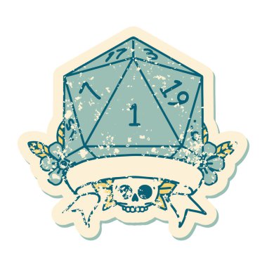 Retro Dövme Biçimi Doğal bir d20 zar atma