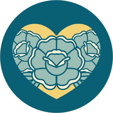 Bir kalp ve çiçeğin ikonik dövme görüntüsü