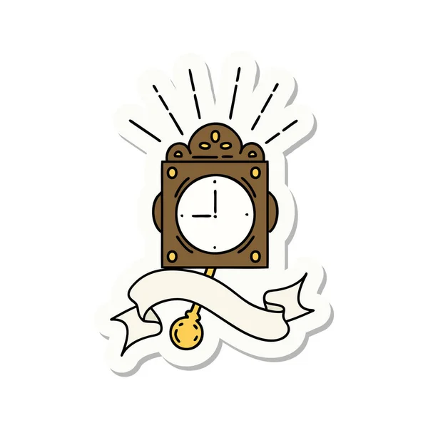 Etiqueta Engomada Reloj Marcaje Estilo Tatuaje — Vector de stock