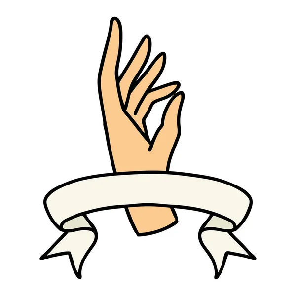 Традиционная Татуировка Знаменем Руки — стоковый вектор