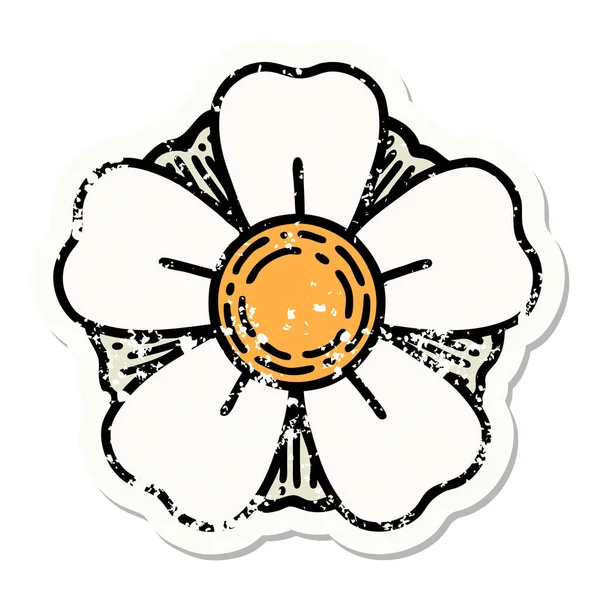Distressed Sticker Tattoo Traditionellen Stil Einer Blume — Stockvektor