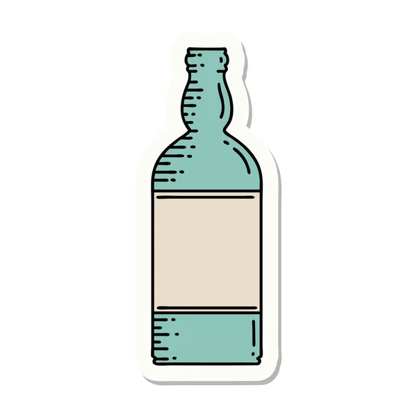 Sticker Tattoo Traditional Style Bottle — Stock Vector