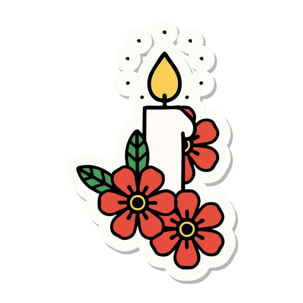 伝統的なキャンドルや花の形をしたタトゥーのステッカー — ストックベクタ
