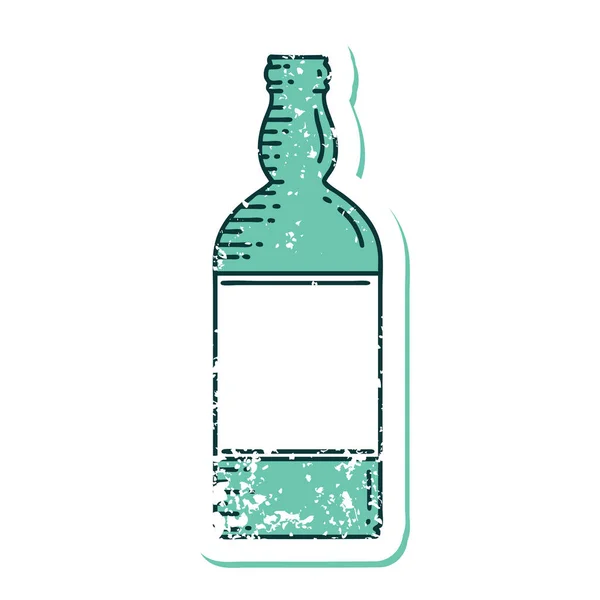 Ikonische Distressed Sticker Tattoostil Bild Einer Flasche — Stockvektor