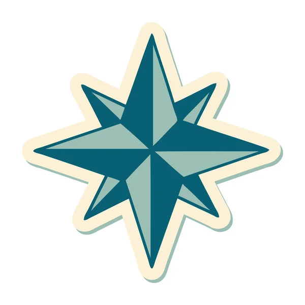 伝統的なスタイルの星の入れ墨のステッカー — ストックベクタ