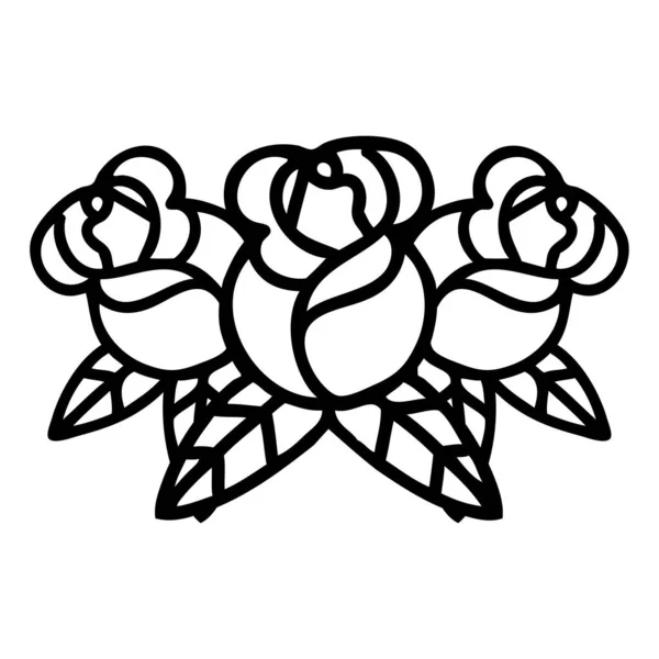 Tetování Černém Stylu Kytici Květin — Stockový vektor