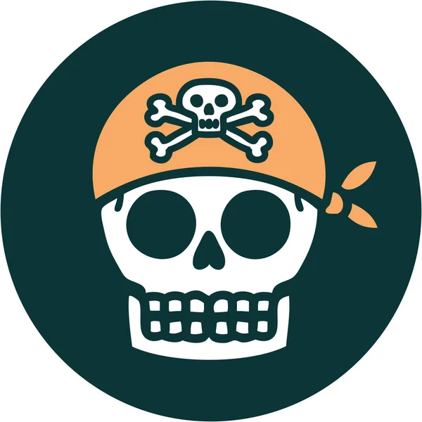 Icónica Imagen Estilo Tatuaje Cráneo Pirata — Archivo Imágenes Vectoriales