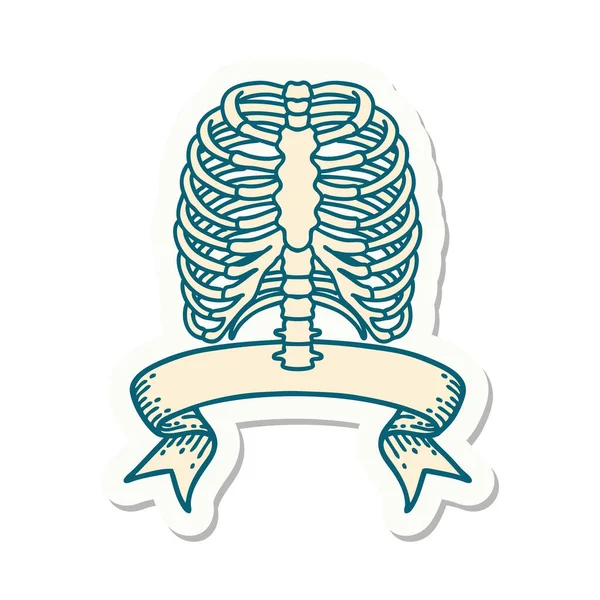 흉곽으로 현수막이 스타일의 스티커 — 스톡 벡터