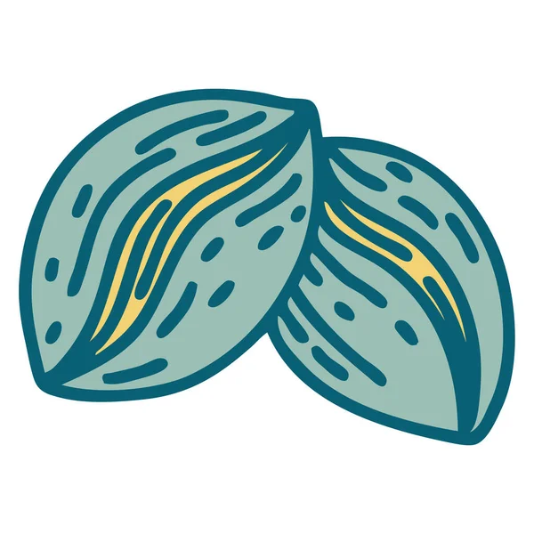 コーヒー豆の象徴的なタトゥースタイルのイメージ — ストックベクタ