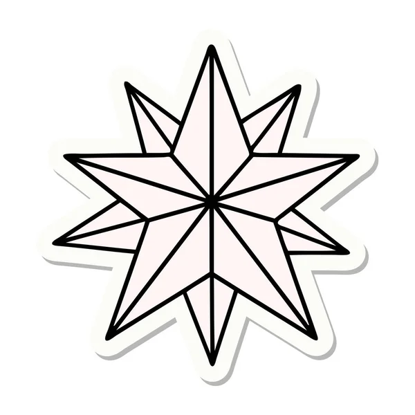 Pegatina Tatuaje Estilo Tradicional Una Estrella — Vector de stock