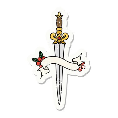 Hançer bayrağı taşıyan eski bir etiket.