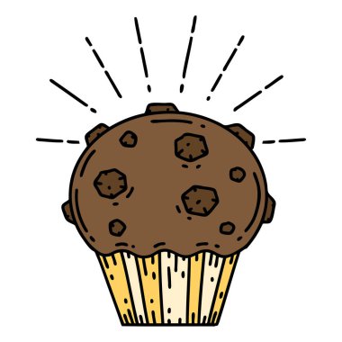 Geleneksel dövmeli çikolatalı kekin resmi.