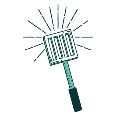 Geleneksel dövme stili mutfak spatulasının çizimi