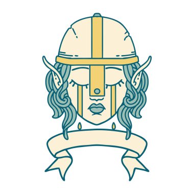 Retro Dövme Tarzı Ağlayan Elf Savaşçısı Yüzü