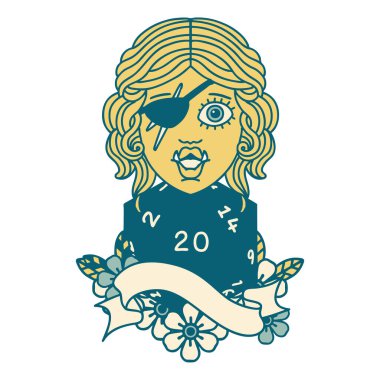 Retro Dövme Biçimi Doğal yirmilik zarla yarım ork düzenbazlığı