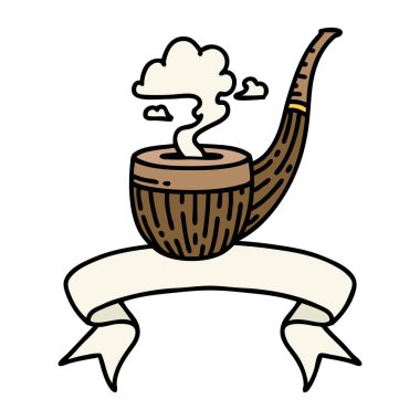 Geleneksel dövmeli sigara tiryakisi piposu.