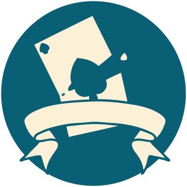 Yırtık kart pankartıyla dövme biçimi simgesi