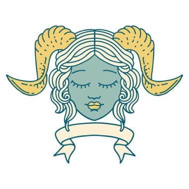 Retro Dövme Biçimi karakter yüzünü kaydırma pankartı ile düzenliyor