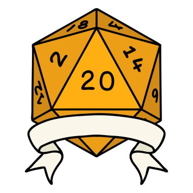 Retro Dövme Biçimi Doğal 20 kritik vuruş D20 zar atma