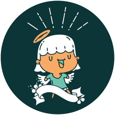 Dövme stili şarkı söyleyen meleğin simgesi