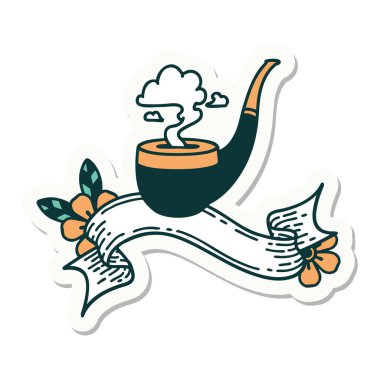 Sigara tiryakisi pankartı olan dövme stili.