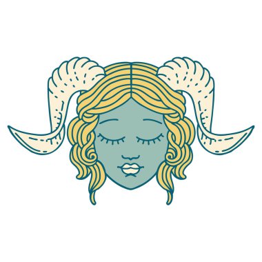 Retro Dövme Biçimi tiefling karakter yüzü