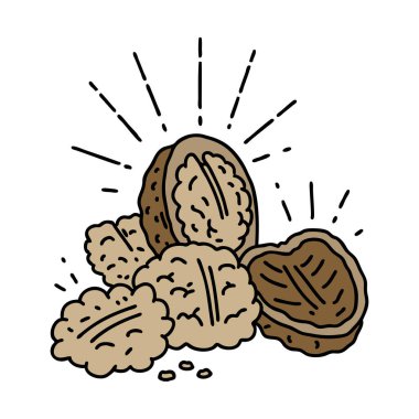 Geleneksel dövmeli ceviz kabuklu.