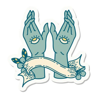 Mistik el sancağıyla dövme stili çıkartması